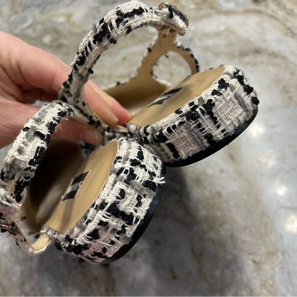 Women’s Black and White Tweed Slingback Shoes Women’s 7 - Picture 8 of 10